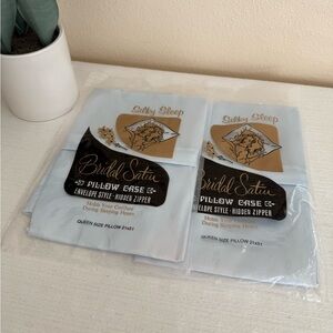 New Silky Sleep Bridal Satin Envelope Style Queen Pillowcase Set in light blue